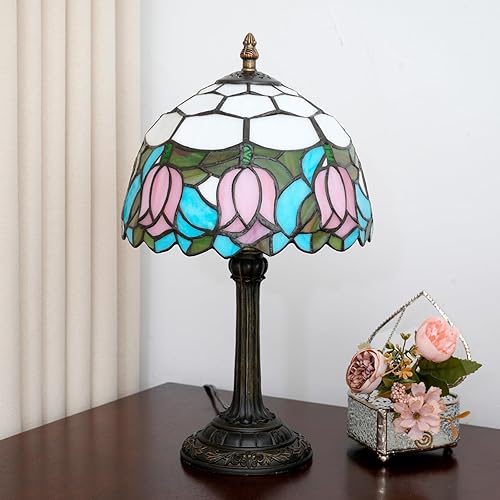 Miniatura 4 de Tiffany - Lámpara de vitral, pequeña lámpara de mesita de noche para sala de estar, dormitorio, cocina, decoración del hogar, festival, regalo de
