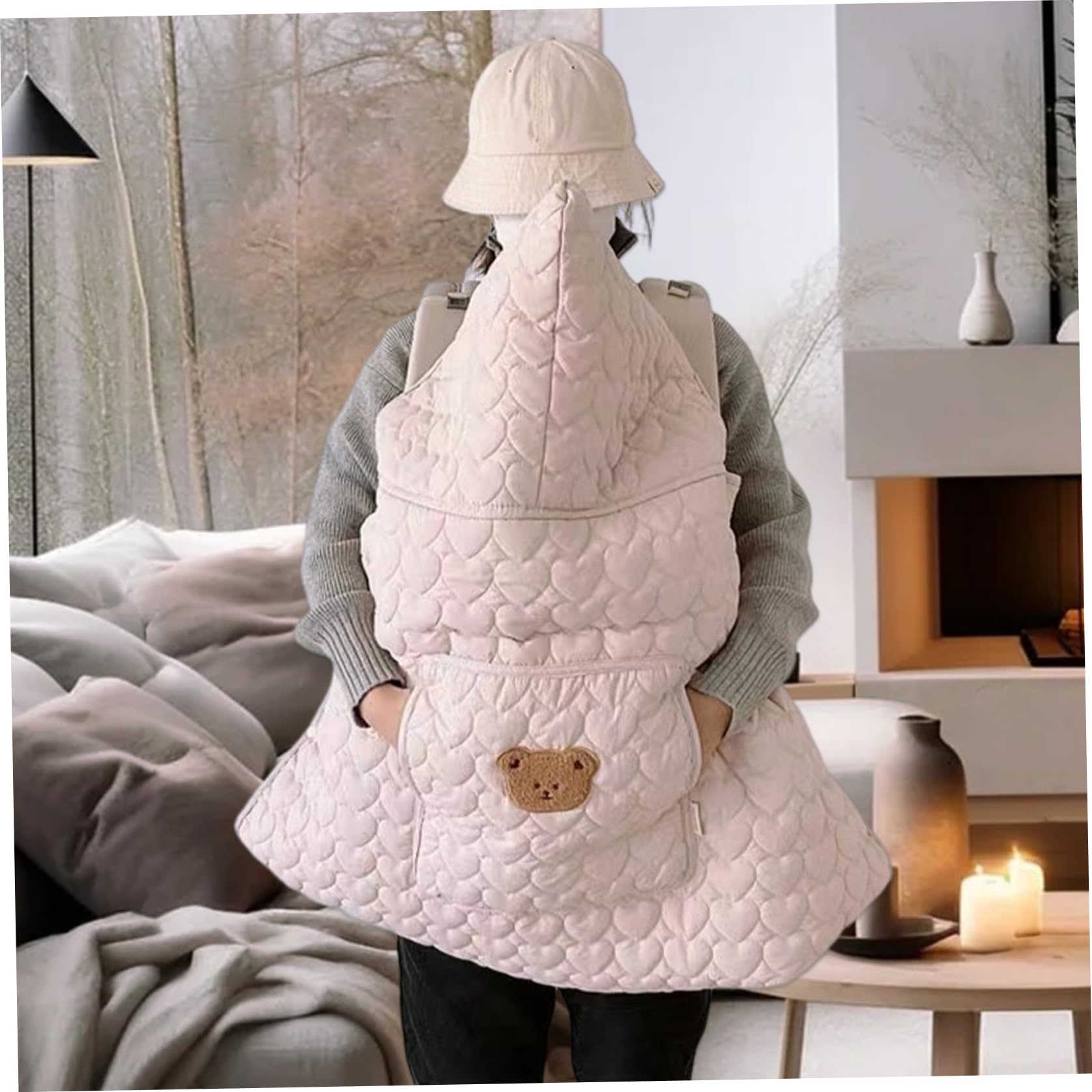 Gcroet Copertura per Invernale Calda Antivento per Coperta per Passeggino con Motivo a Cuore Carino con Tasca Morbida e addensata per seggiolino Auto per l'inverno all'aperto ..