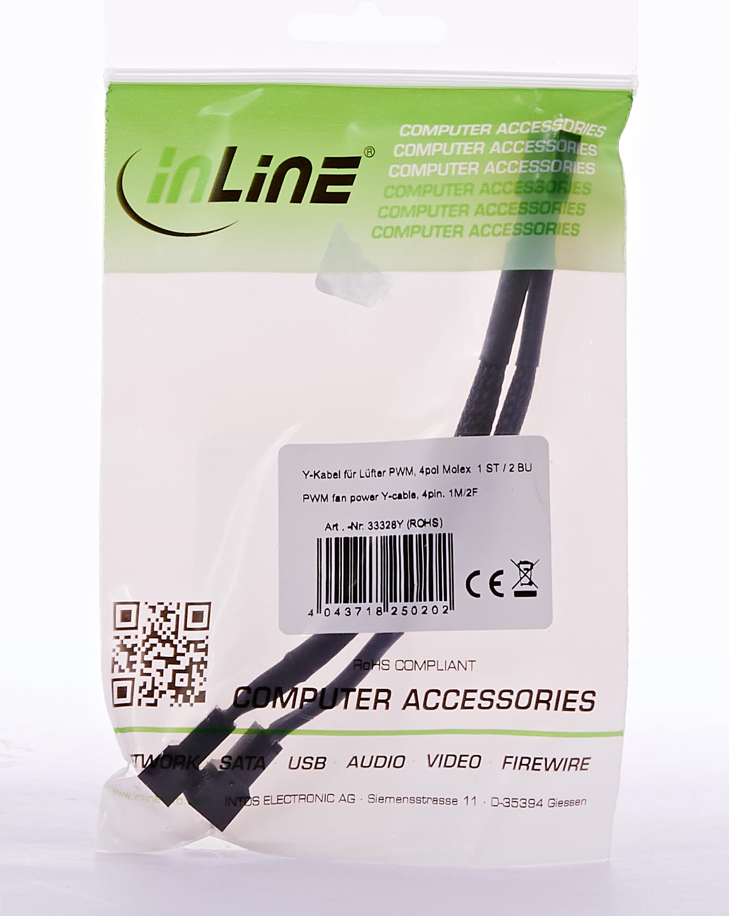 InLine 33328Y Internal 4-pin PWM 2 x 4-pin PWM Black power cable 