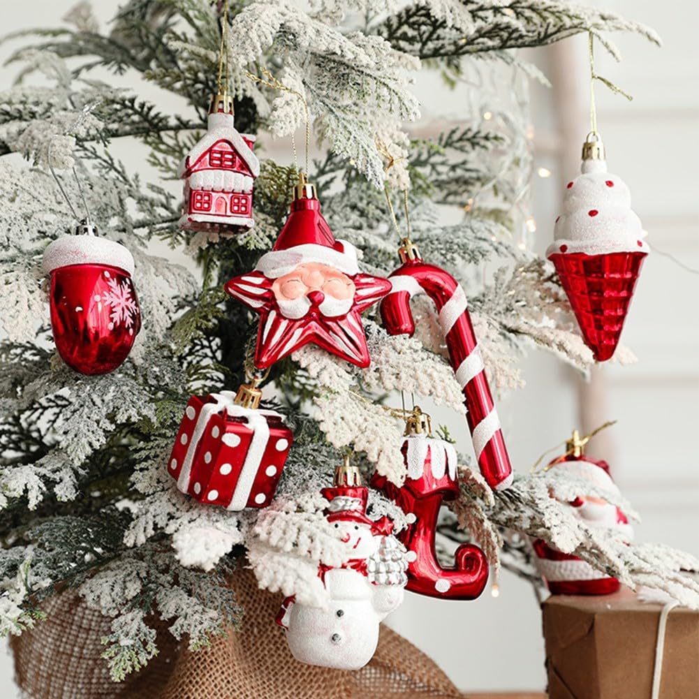 Amazon.co.jp: クリスマスツリーデコレーション かわいい赤と白の