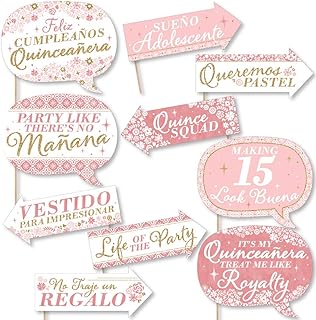 Big Dot of Happiness Funny Mis Quince Anos - Quinceanera Sweet 15 Birthday Party Photo Booth Props Kit - 10 Piece