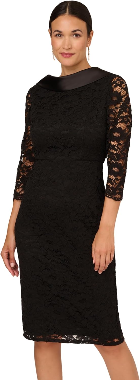 Adrianna Papell Women's Roll Neck Sheath Dress 8 Black