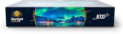 Miniatura 7 de MyPuzzle Aurora Borealis Over Sea Coast, Lights at Night. Northern Lights On Lofoten Islands, Noruega, rompecabezas prémium de 1000 piezas para