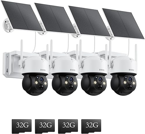 ZOSI C291 2 x 2.5K 4MP Cámara de seguridad de batería inalámbrica al aire libre, cámara panorámica/inclinable alimentada por energía solar, vista