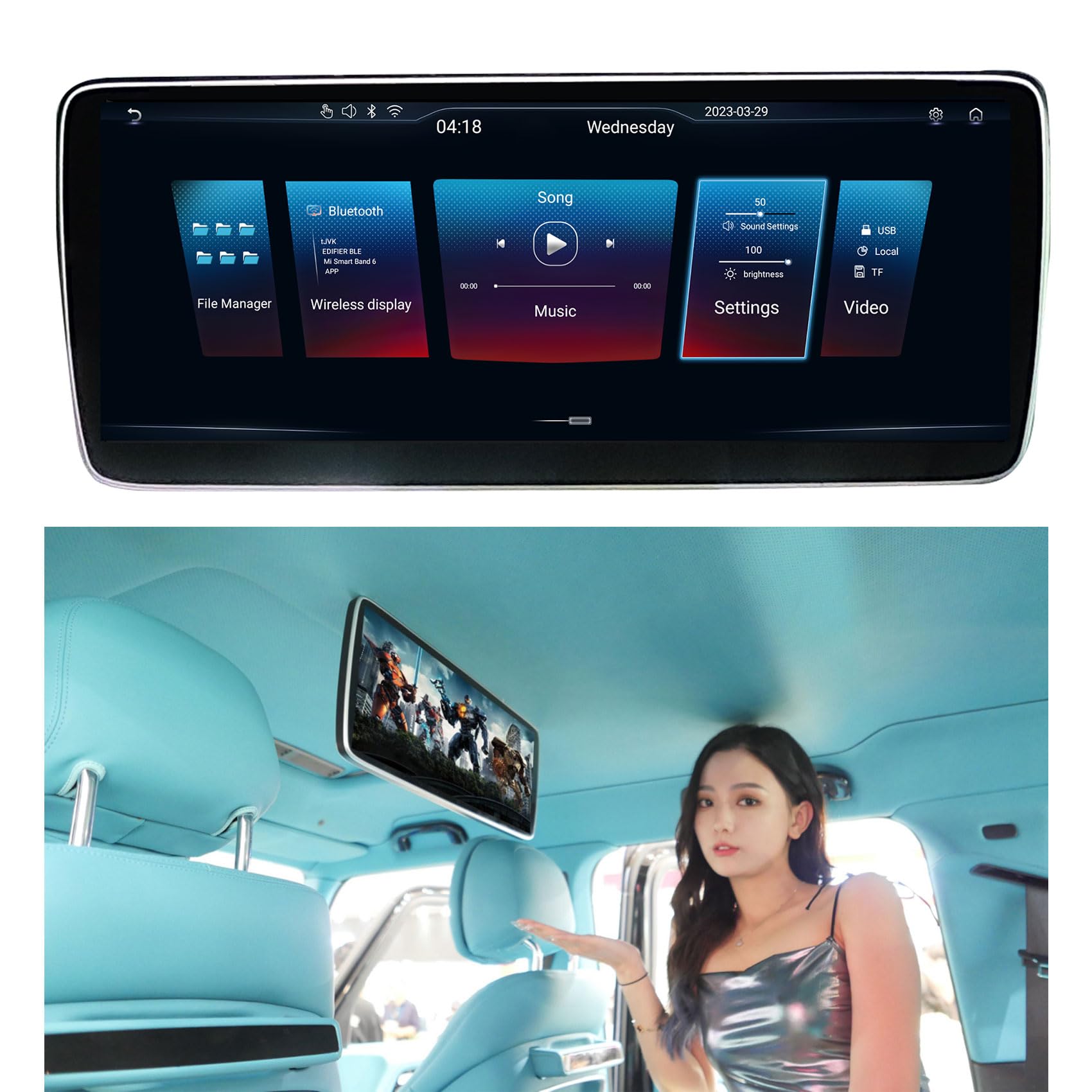 Amazon.com: Android Car Overhead Player 18.7” IPS LCD Touchscreen