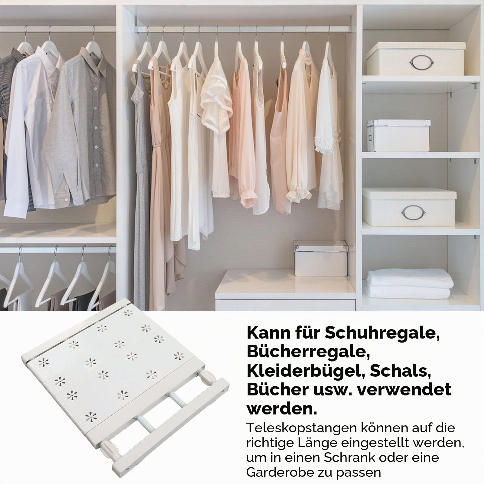 Klemmregal, Spannregal, Länge 30–40 cm/11,8–15,7 Zoll Schrank-Spannregal ohne Bohren Teleskop Regal Einlegeböden Für Schränke Teleskopierbarer Spannregal-Trenner Baumarkt