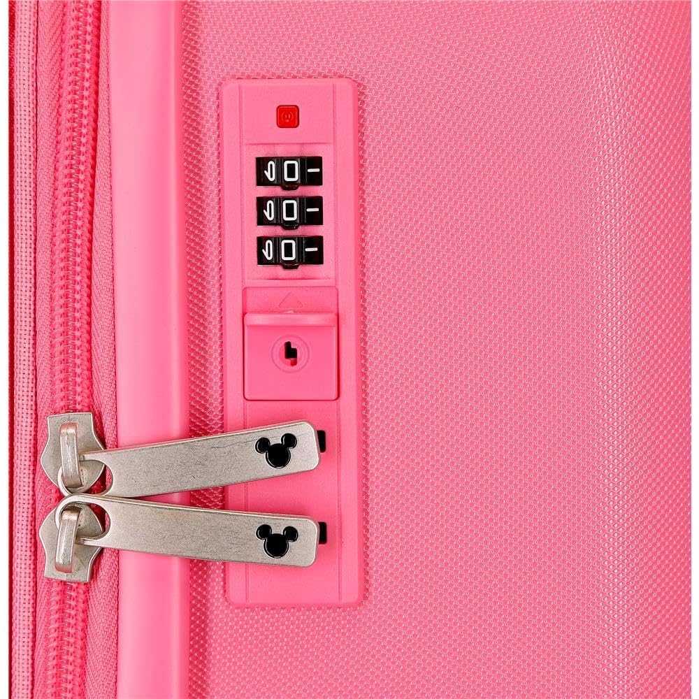 Disney Traveling with Minnie, Maleta Infantil Fabricada en ABS, un Material rígido y Ligero, Ruedas Dobles, Cierre de combinación Lateral, de Joumma Bags