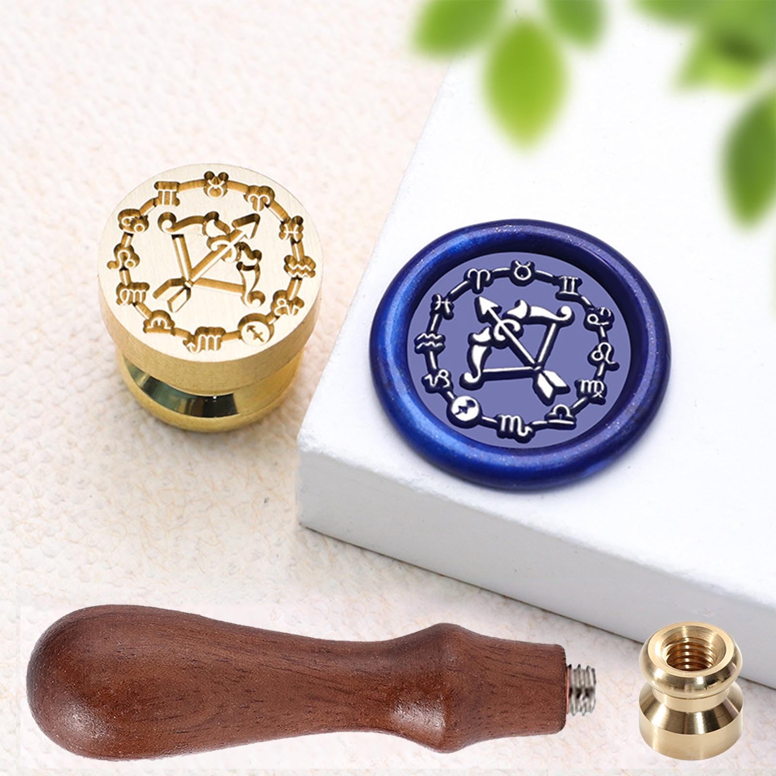 Zodiac Sagittarius Wax Seal Stamp - 0.59 inch (15 mm) Mini Horoscope Sealed Stamp with Handle for Decorative Packaging,Envelope Letters,Cards,Birthday Parties, Astrology