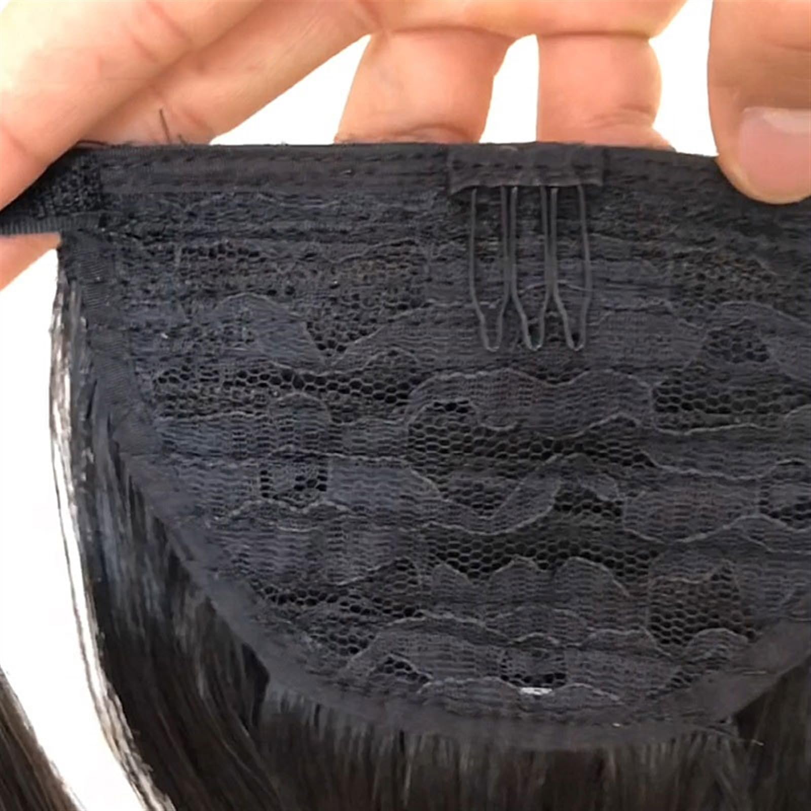 Kucyk okrągły sznurek do noszenia na głowie treski dla kobiet Body Wave kucyk ludzkie spinki do włosów w brazylijskich ludzkich włosów Remy Hair Extensions (czarny, 26 cali)