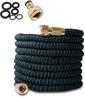 Garden Spray Gun, 100% Metal With Full Brass Nozzle,Perfect For Car & Pet Washing/Lawn & Garden Car Wash Set (Expandable Garden Hose Tubing/25FT)