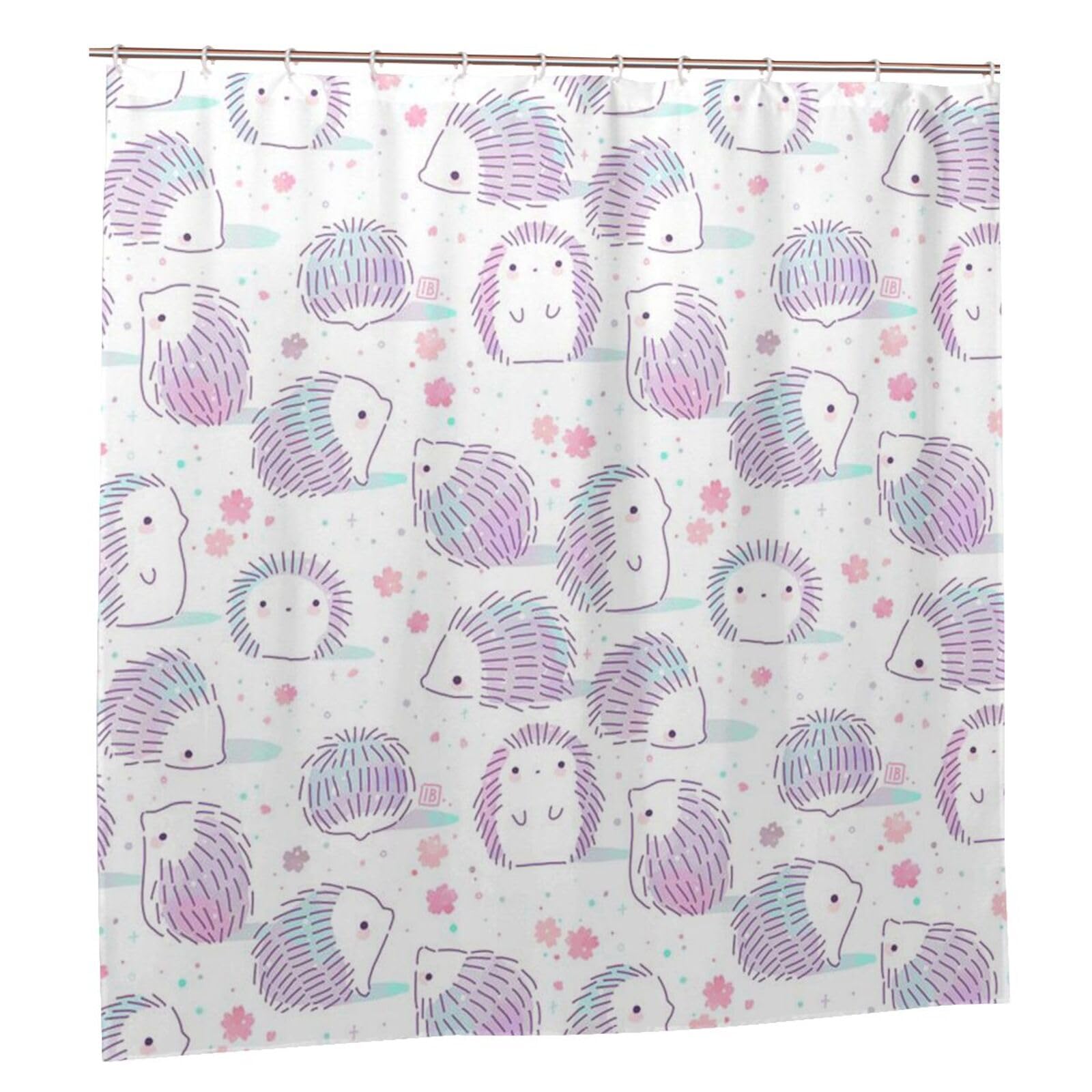 Rideau de douche imperméable anti-éclaboussures 183 x 183 cm motif hérisson rose