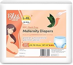 BLISSNATURAL Maternity Diapers for Women Pack of 10 | Waist Size 28"- 45" (L-XL) | Pull-Up Pants | 360 Degree Protection | Feathery Soft Diapers Ensure Extreme Softness & Comfort