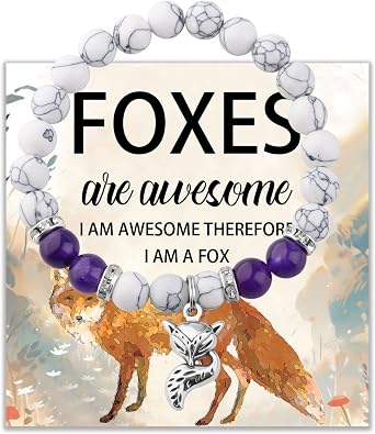 BLEOUK Fox Bracelet Fox Lover Gift Fox Jewelry Fox Bead Bracelet for Wildlife Animal Themed Merch