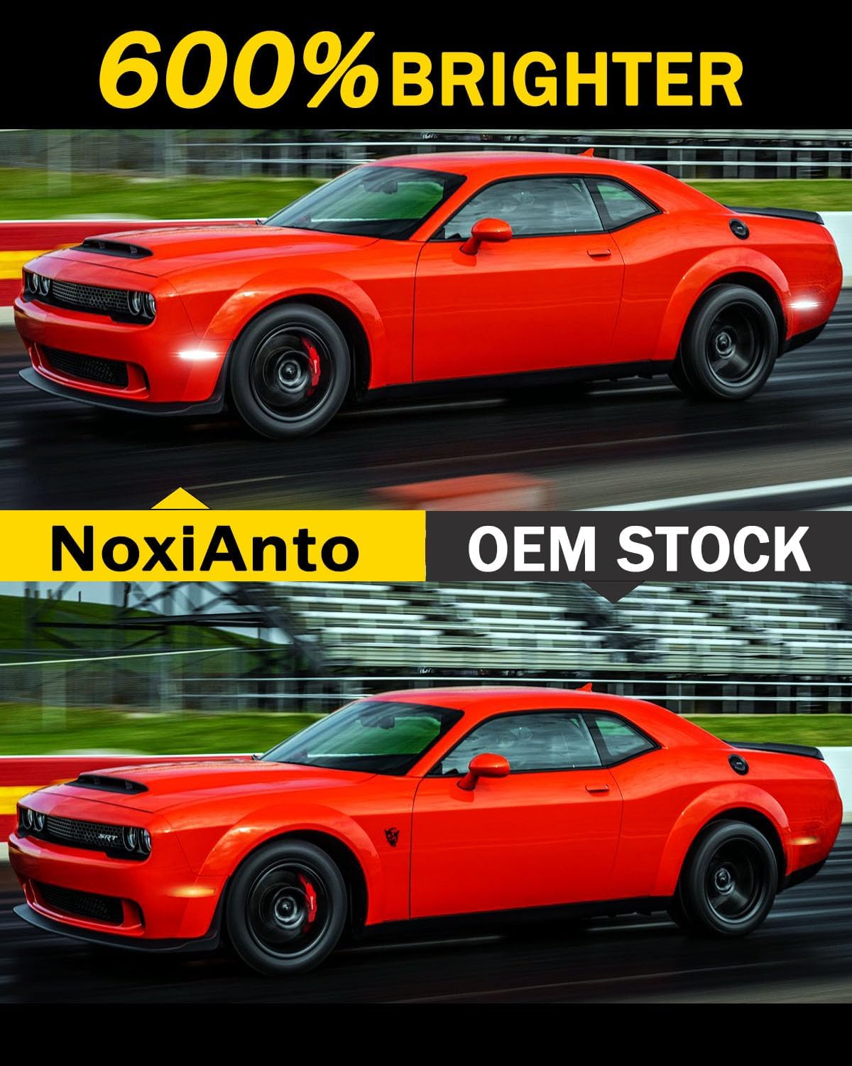 NoxiAnto White Full LED Side Marker Lights for Dodge Challenger 2015-2023, OEM Upgraded Front & Rear Bumper Marker Lamps Corner Parking Lights Smoked Lens, Pack of 4