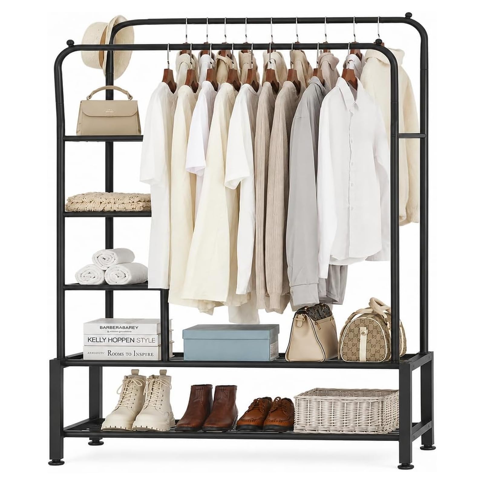 House of Home - Double Clothes Rail - Heavy Duty - 5 Shelves - Metal