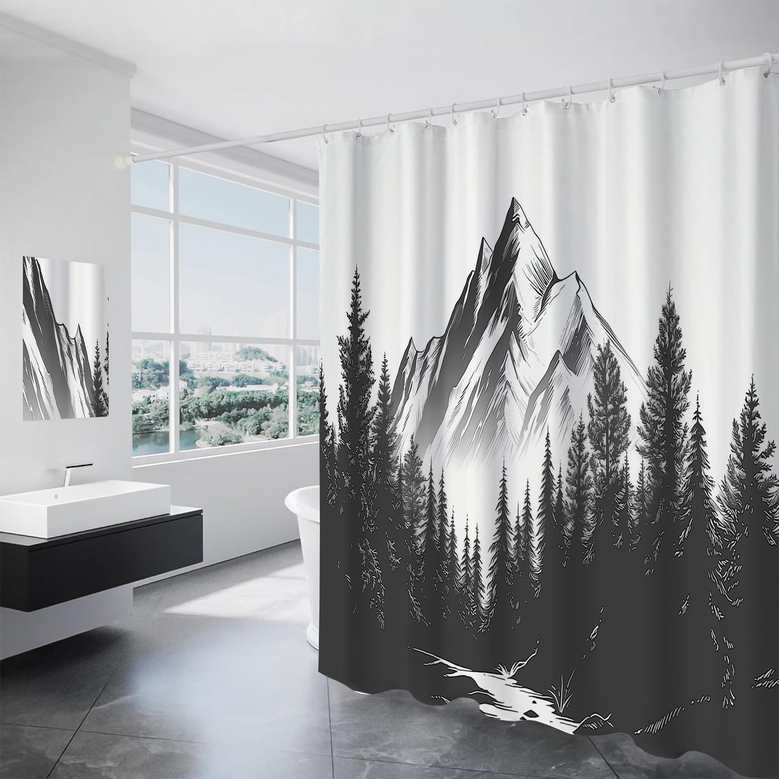 Rideau douche imperméable en polyester anti moisissure 150 x 180 cm