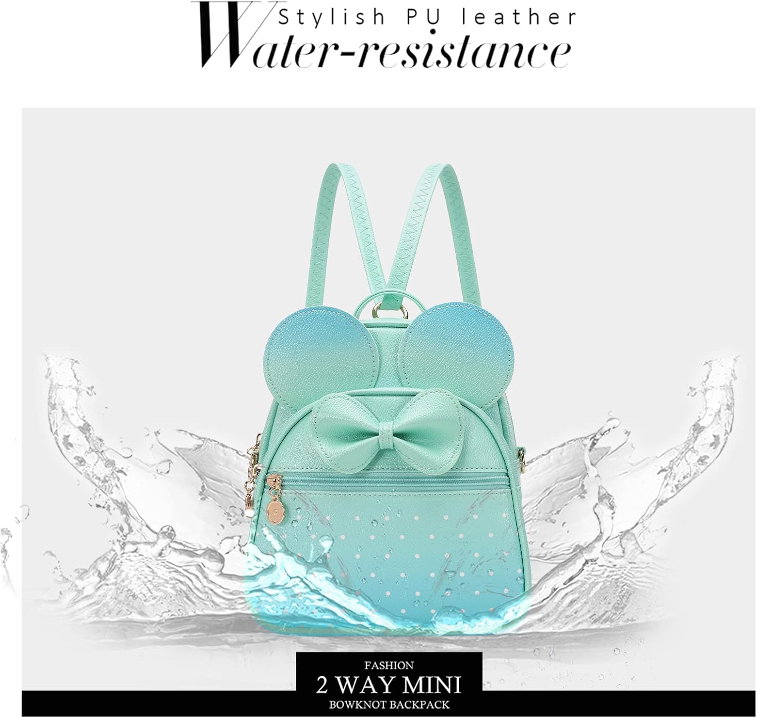 KL928 Girls Mini Backpack Bowknot Polka Dot Cute Small Daypacks Convertible Shoulder Bag Purse for Women - Image 6