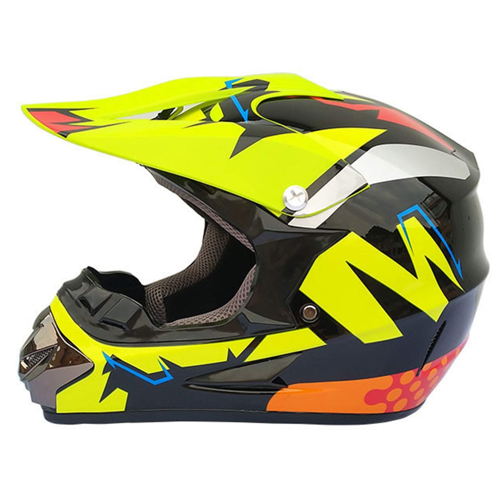 Casco, Guantes y Gafas de Motocross para niños (Juego de 4) Cascos de protección Integral para Motocicleta Casco de Karting ATV para niños y Adultos Aprobado por Dot (S / M / L / XL)