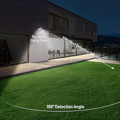 Miniatura 7 de LEONLITE 3CCT - Luces LED de seguridad con sensor de movimiento, listado ETL, 37.5 W (300 W equivalente), detector de movimiento a amanecer y 3