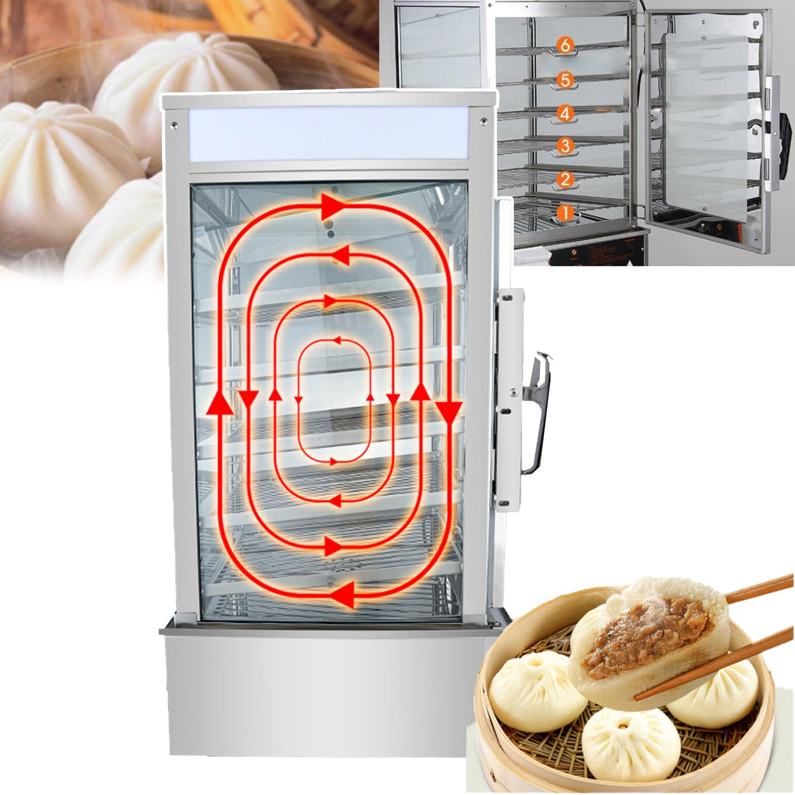 Calentador De Vitrina para Comida Caliente, Rango De Temperatura 30-110 ℃, Estantes: 295 X 295 Mm, Espacio Entre Estantes: 70 Mm, con Tubo Calefactor En Espiral, para Calefacción,A
