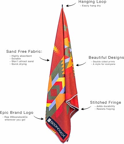 Miniatura 8 de Boondock Co  Toalla de playa y toalla de camping de secado rápido y sin arena  Perfecta para playa, yoga, gimnasio, viajes y piscina  Toalla de mano