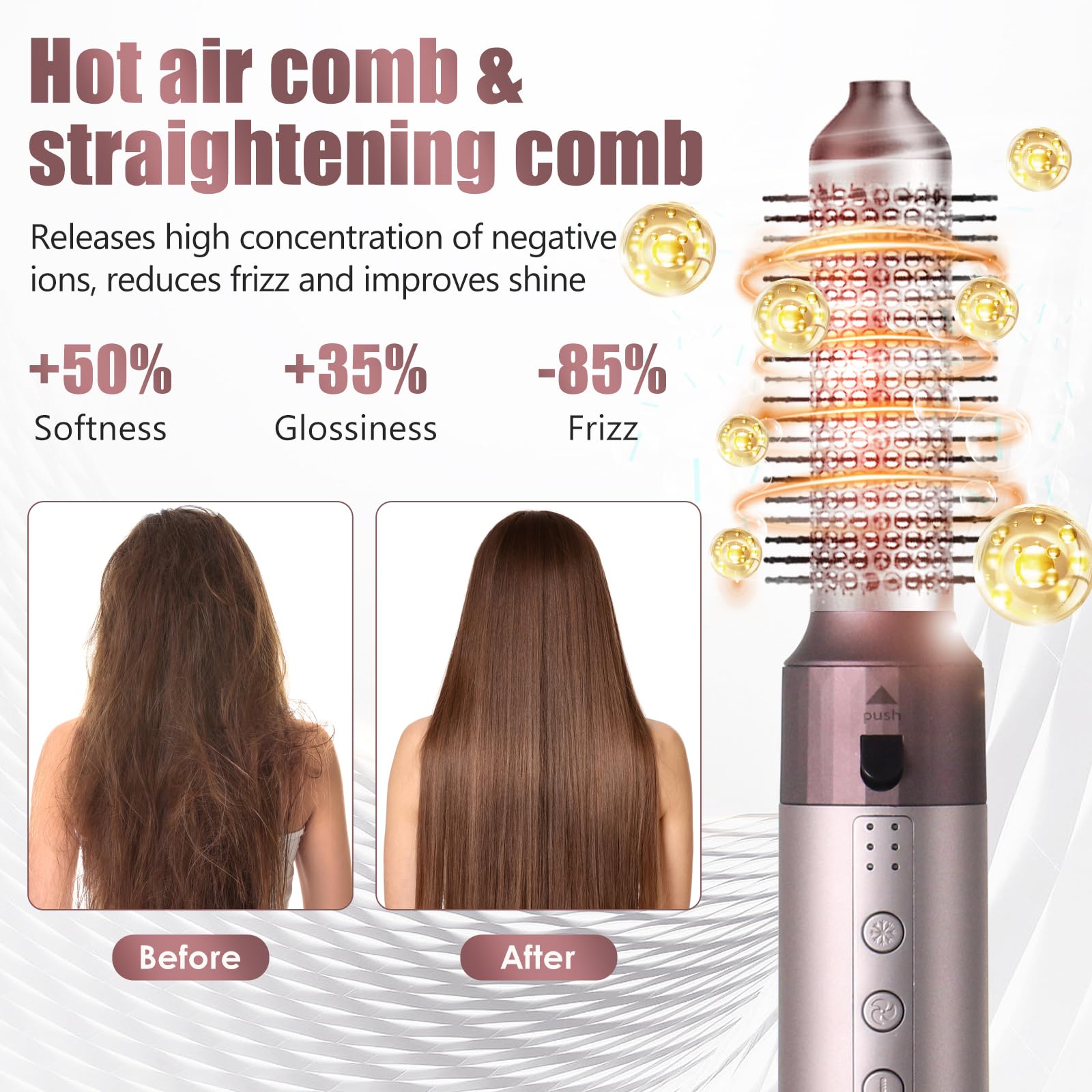 Cepillo Secador De Pelo, Air Styler 5 en 1, Cepillo de Aire 1350W | Cepillo de Aire Caliente 110000 RPM, Multifuncional Modelador, Cepillo alisador pelo para Volumen/Doblar/Suavizar/Secar