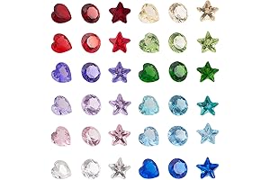 PandaHall 288Pcs Floating Charms: Crystal Heart, Diamond, Round Birthstone Treasures