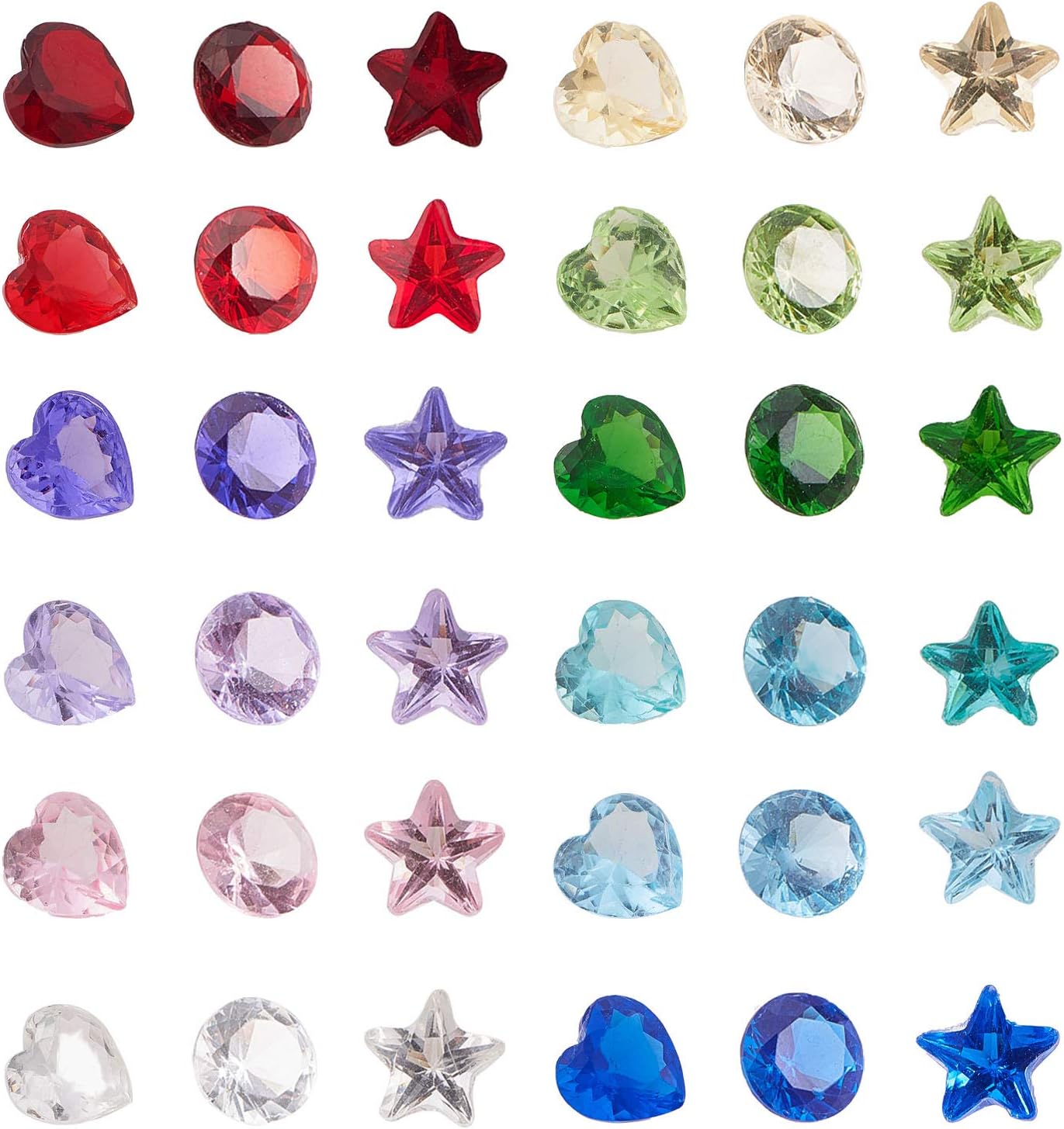 PandaHall 288Pcs Crystal Heart Diamond Round Birthstones Charms for Floating Bracelets Living Memory Lockets DIY Pendant Necklace Jewelry Accessories Craft Projects, Glass Cubic Zirconia