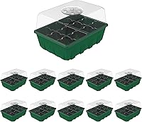 Vista 11 de Gardzen Juego de 5 bandejas de inicio de semillas, bandejas duraderas para germinación de plantas con cúpulas y bases ventiladas de humedad, ideal
