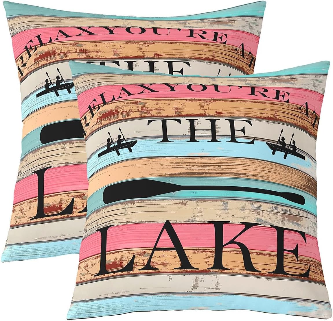 Lodge Cabin Wood Barn Rustic Style Pillow Cover 22"x 22",White Wood Panels Boating Lover Double Sides Print Pillowcase Soft Square Cushion Case,Lake House Throw Pillow Covers Pack of 2