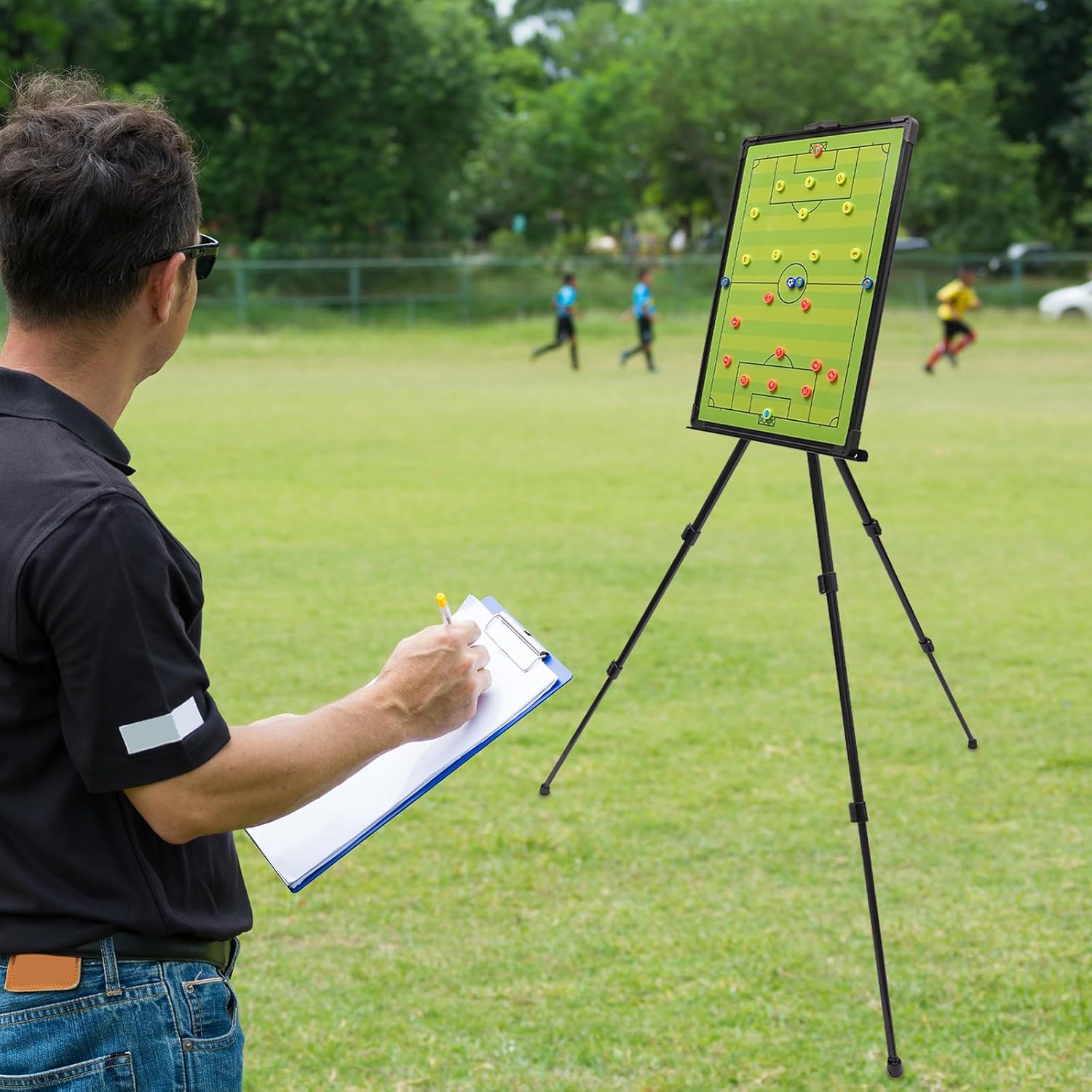 Tripod Basketball Coaching Board - Large Tactical Whiteboard Clipboard with Tripod Stand & Carrying Bag for Effective Basketball Training & Strategy Planning