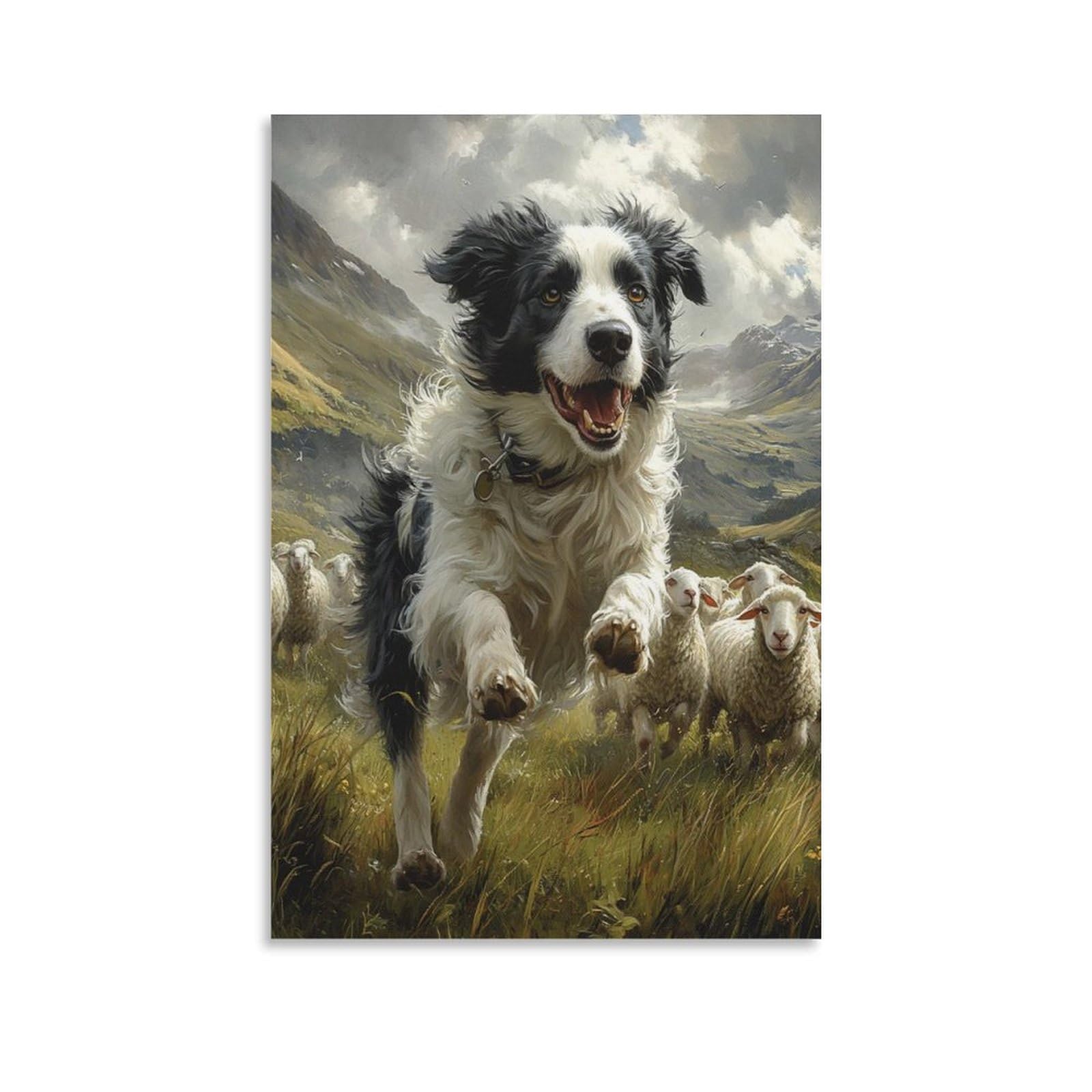 GAOYUCHUN Border Collie Wall Decor Poster Giclee Canvas Prints Modern Wall Art Picture Wall Hanging for Home Decorations 12x18inch(30x45cm)