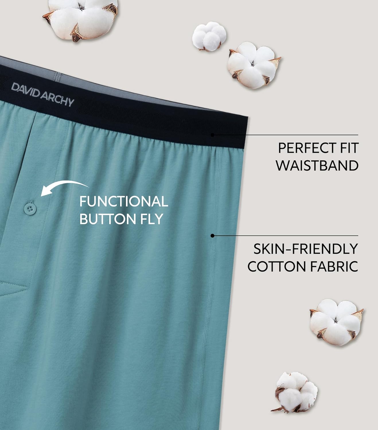 DAVID ARCHY Combed Cotton Boxers for Men Soft Underwear Mens Boxers Knit Boxer Shorts for Men Pack - Image 5