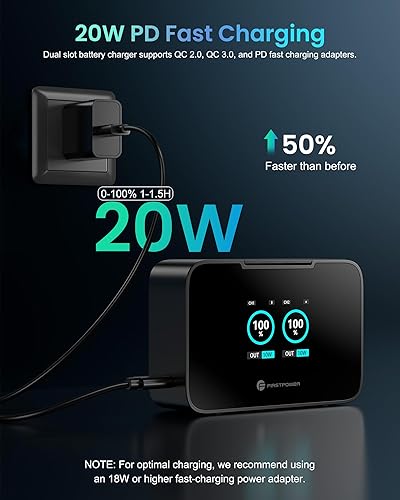 Miniatura 3 de FirstPower Batería LP-E17 y cargador rápido dual actualizado de 20 W para Canon EOS R100 R50 R10 R8 RP, Rebel T8i T7i T6i T6s, SL2 SL3, EOS M3 M5