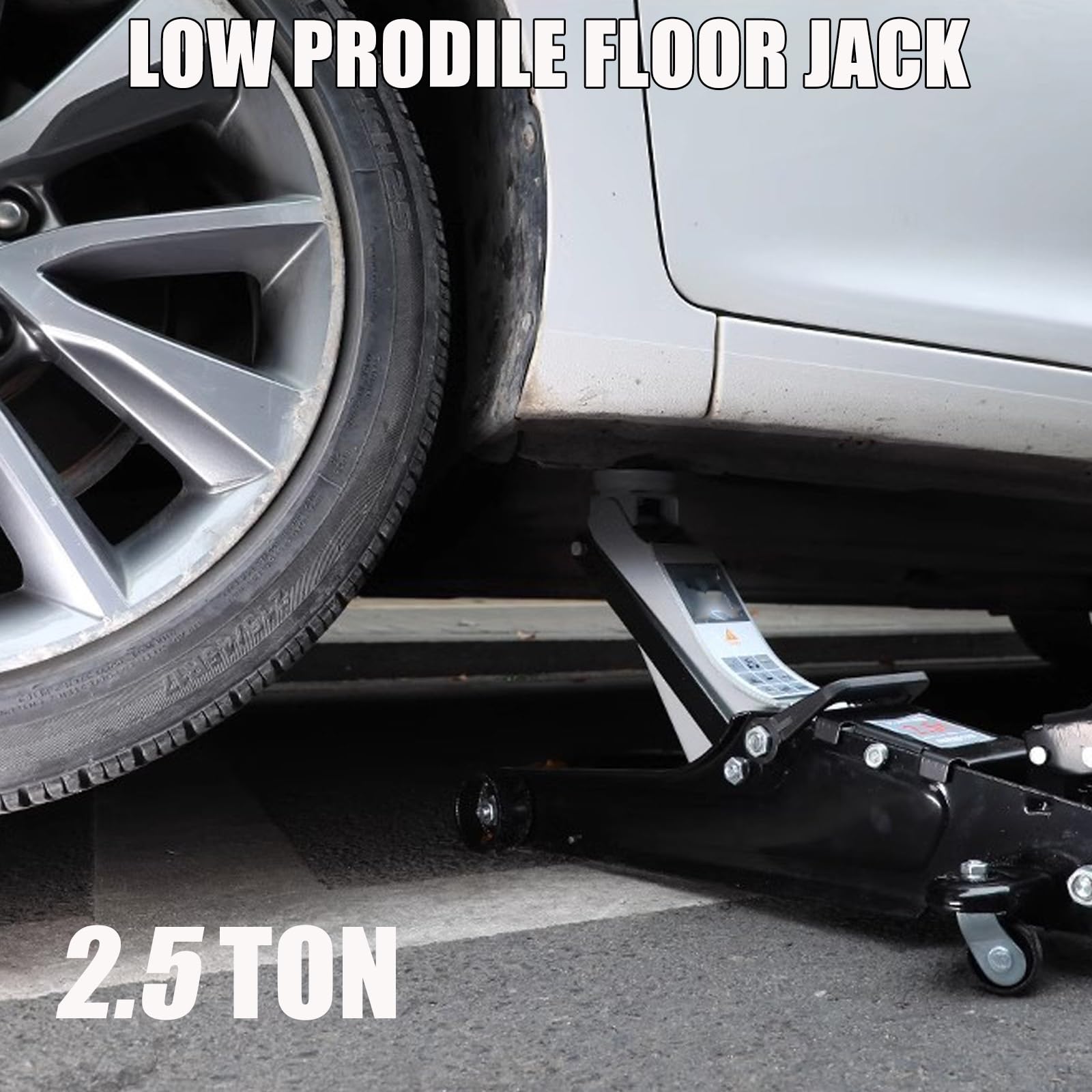 Przenośny niskoprofilowy podnośnik podłogowy, hydrauliczny podnośnik samochodowy, nośność 2,5 kg, uchwyt obrotowy o 360 stopni, odpowiedni do naprawy i konserwacji samochodów, ciężarówek i SUV-ów