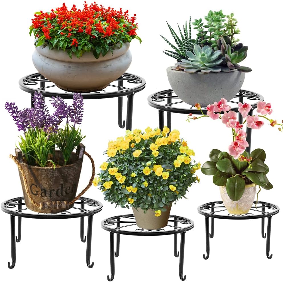 Anyangjia Metal Plant Stands 5Pack for Outdoor Indoor