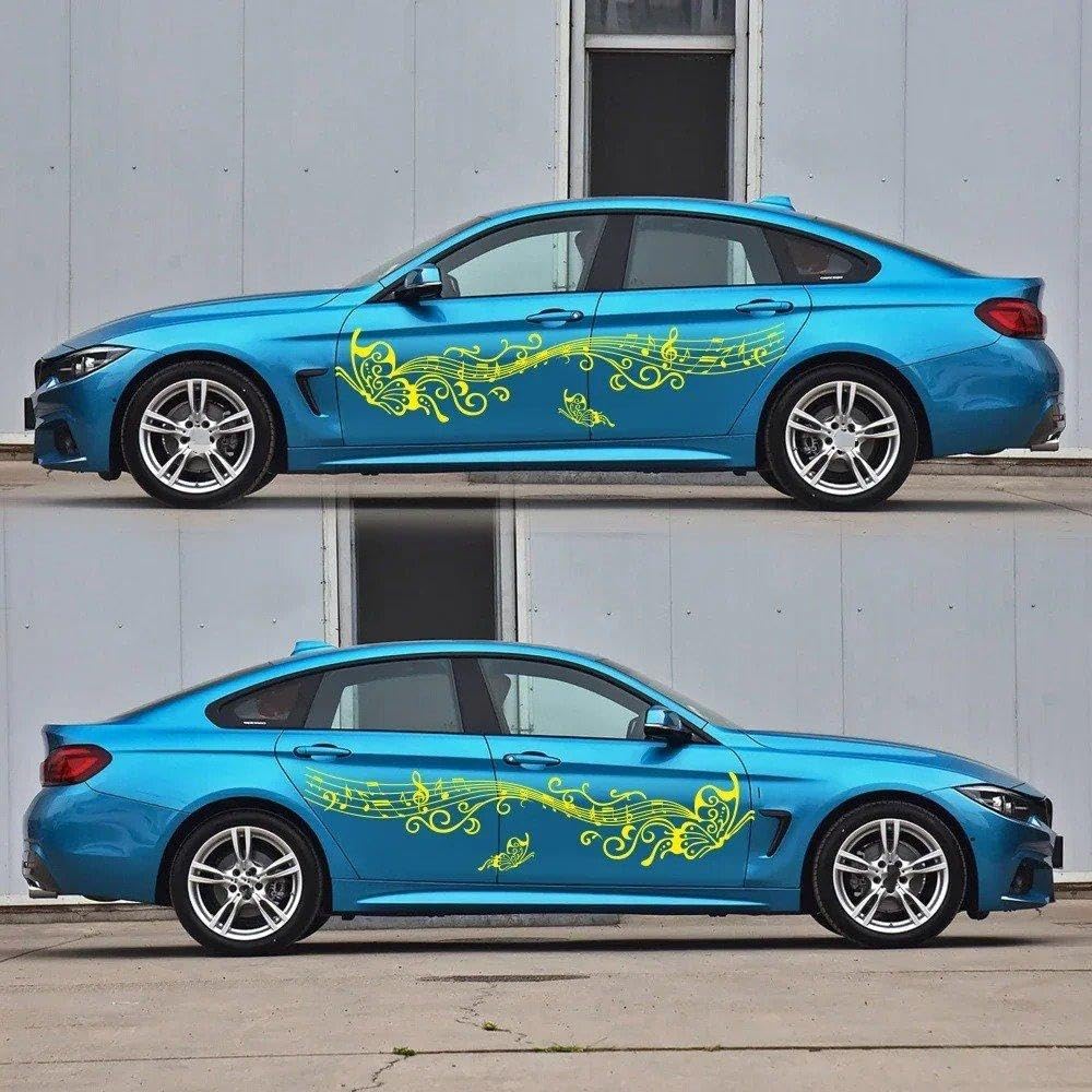 Decalcomanie per Auto Adesivo per Auto Modello per La Decorazione della Carrozzeria del Veicolo Ghirlanda di Veicoli Interi(Yellow)