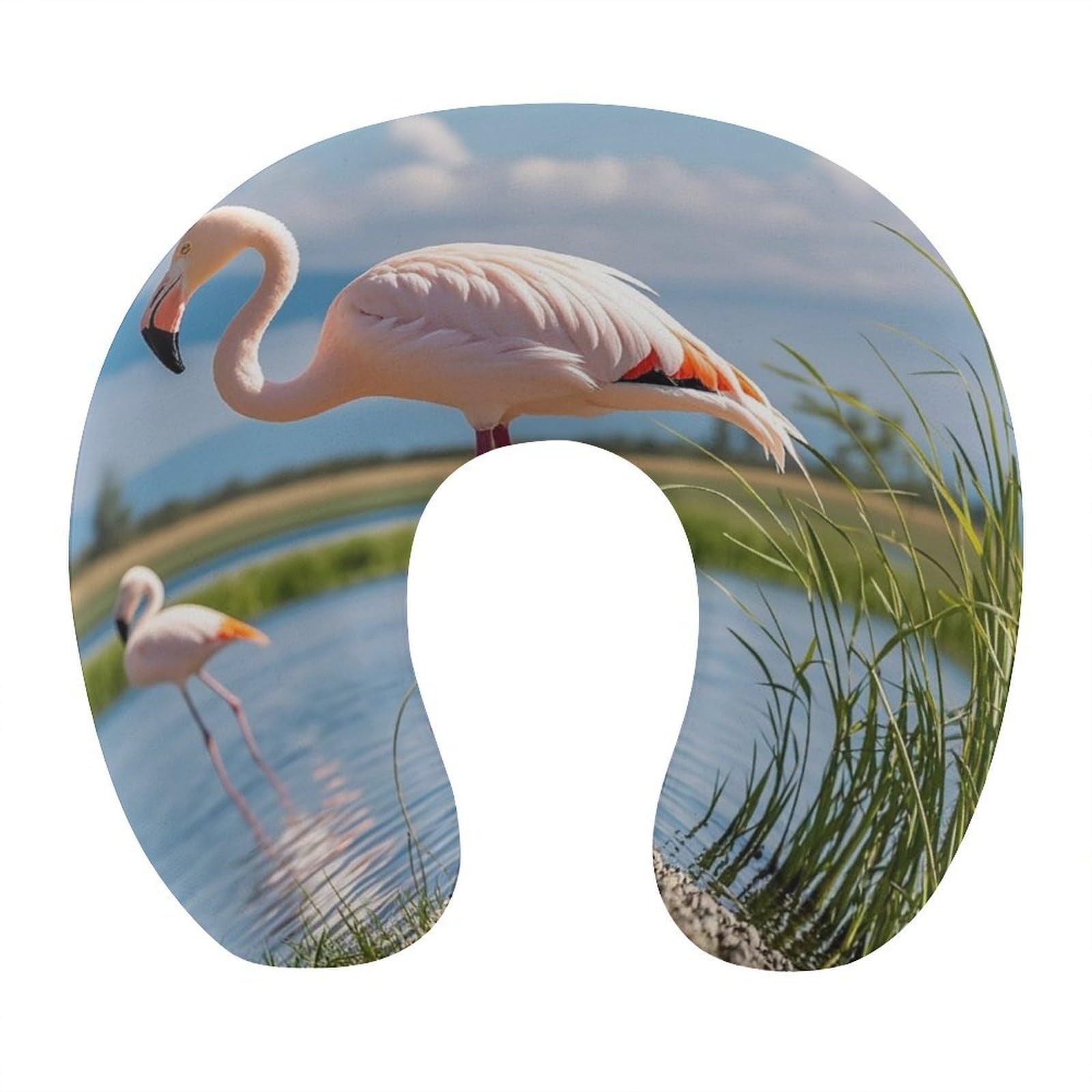 LZQPOEAS Flamingos Neck Pillow U Shaped Travel Pillow Comfortable Memory Foam Pillow Portable Neck Support Lightweight Headrest for Airplane Car Home Office Sleeping Traveling