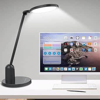 Dimmable LED Desk Lamp with Stable Base, 1000LM, 3000K-6000K, Stepless Dimming & Timer, Eye-Caring for Work & Reading