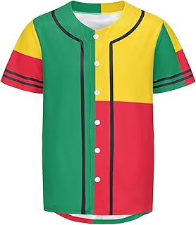 Vnurnrn Benin Flag Mens Baseball Button Down Jersey Hipster Hip Hop T Shirts