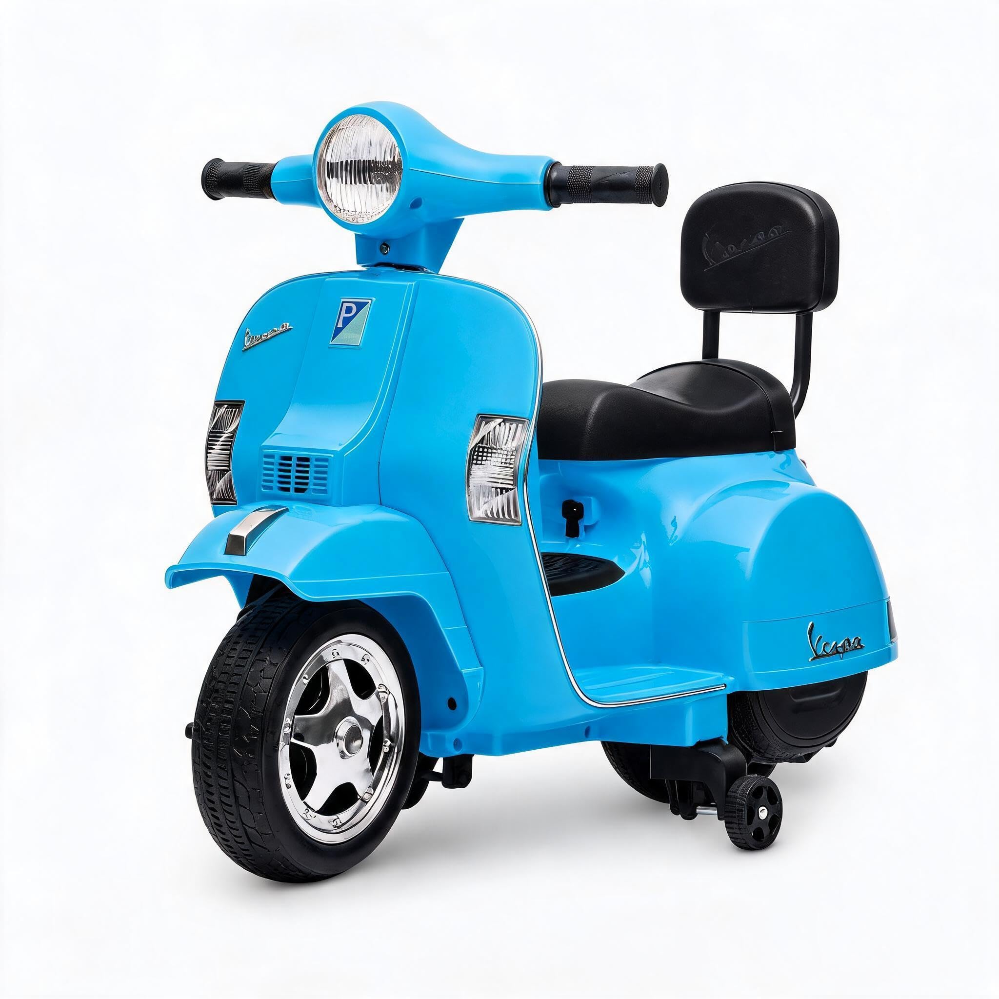 Licensed Classic Vespa 6V Kids Electric Ride-on Scooter Motorcycle Blue