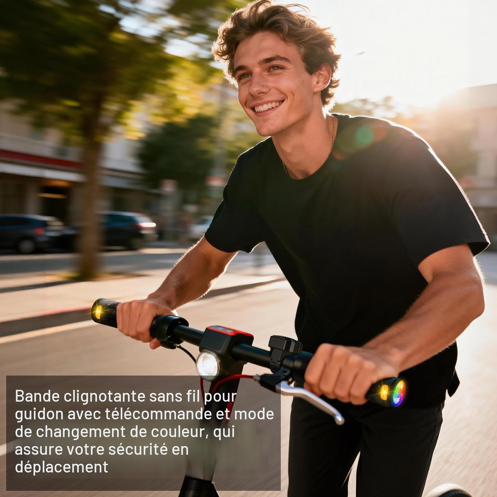 Poignée Clignotante Multicolore pour Trottinette Électrique, Recharge Magnétique & Télécommande, Feu Avertissement Xiaomi M365/Pro2/1S, Guidon Remplacement Ninebot G30, Accessoires Trottinette