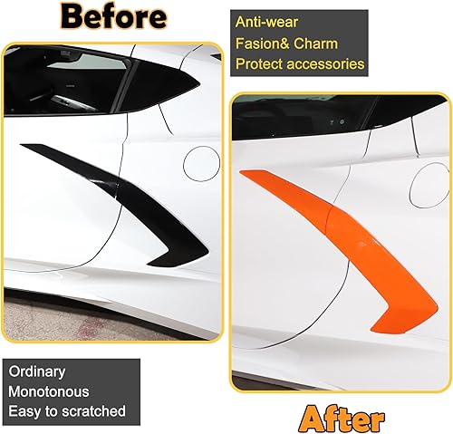 Vista 16 de CHEAYAR Cubierta exterior de salida de aire lateral compatible con Chevrolet Corvette C8 2020-2023, accesorios de ventilación lateral de la Rojo