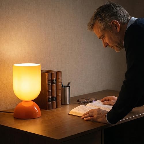 Miniatura 8 de Lámpara de mesa de vidrio moderna de 8.9" para sala de estar, lámparas de escritorio regulables para dormitorio, lámpara de mesita de noche