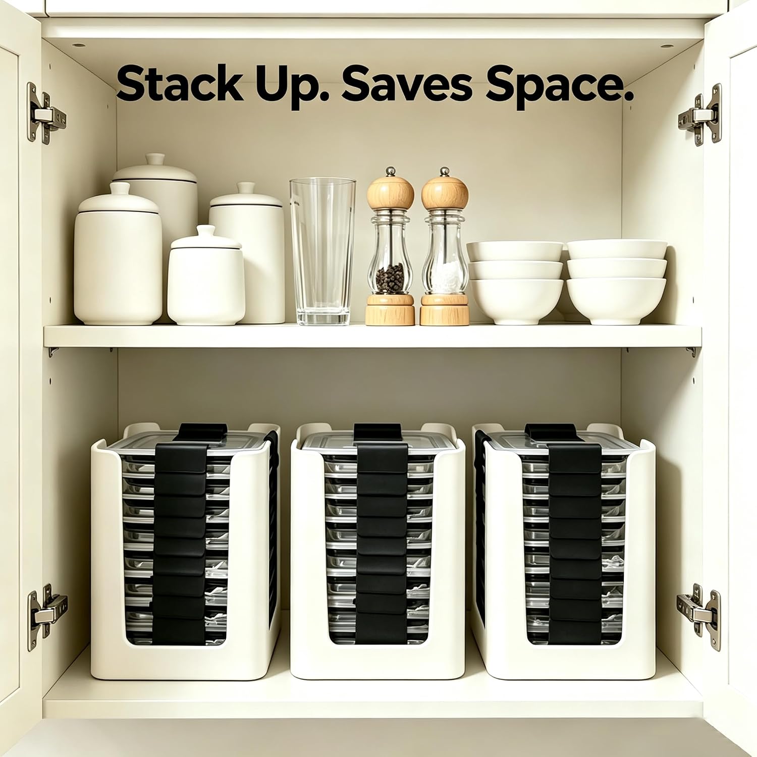 Food Container Lid Organizer Holders for Rubbermaid Brilliances nap-on lids, Lid Organizers for Kitchen Cabinet Storage (3-Pack) - Holder 24 Lids for 4.7/3.2/1.3/0.5 Cup Containers (White)