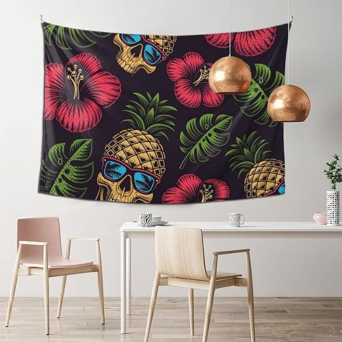 Miniatura 5 de Tapiz de calavera con diseño de esqueleto para colgar en la pared, para decoración de dormitorio, 59.8 x 39.8in