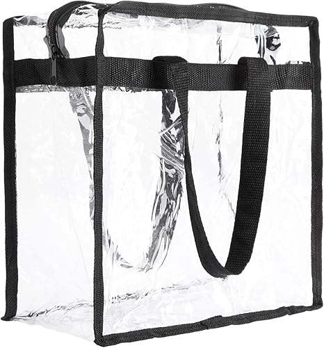 Miniatura 8 de Paquete de 2 bolsas transparentes aprobadas por el estadio con cremallera 12 x 6 x 12 pulgadas bolsas grandes con asas para conciertos Transparente