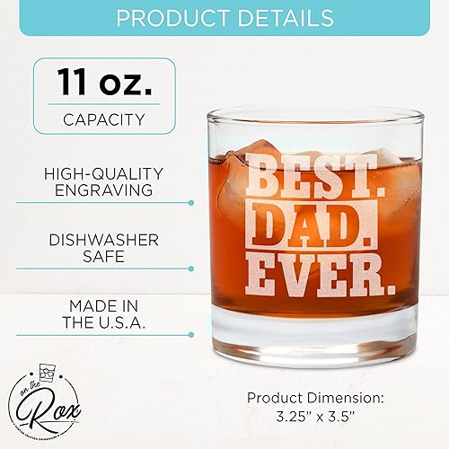 Miniatura 2 de Regalos de whisky para papá, vaso de whisky grabado "Best Dad Ever" de 11 onzas, regalo del día del padre, regalos de cumpleaños para papá de hija,