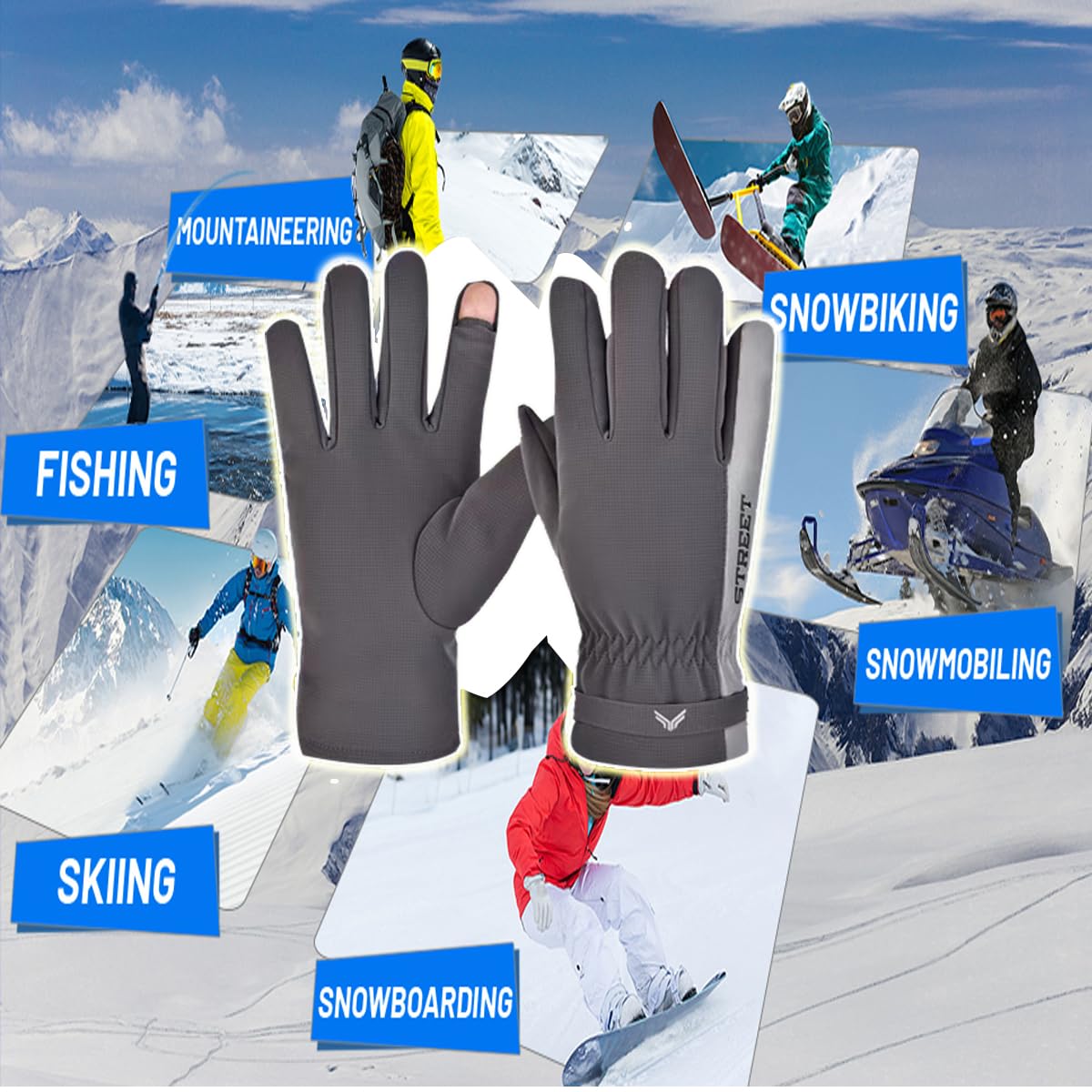 Guantes de Invierno Impermeable Táctil para Ciclismo Running Esquí, Cálido y Resistente al Viento