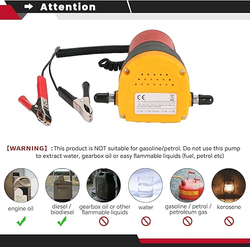 Miniatura 6 de ATPEAM Extractor de la bomba del cambio de aceite de 12V 60W, bomba del cambio de aceite del barrido del extractor del aceite/del líquido diesel